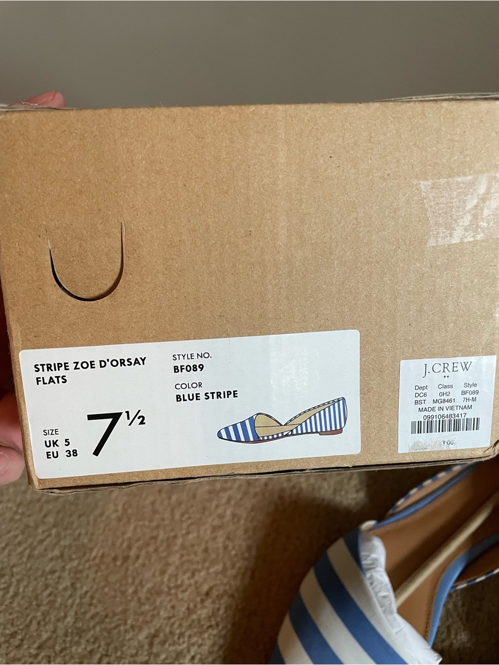 J. Crew Blue & White Striped Pointed-Toe Flats - Picture 4 of 4